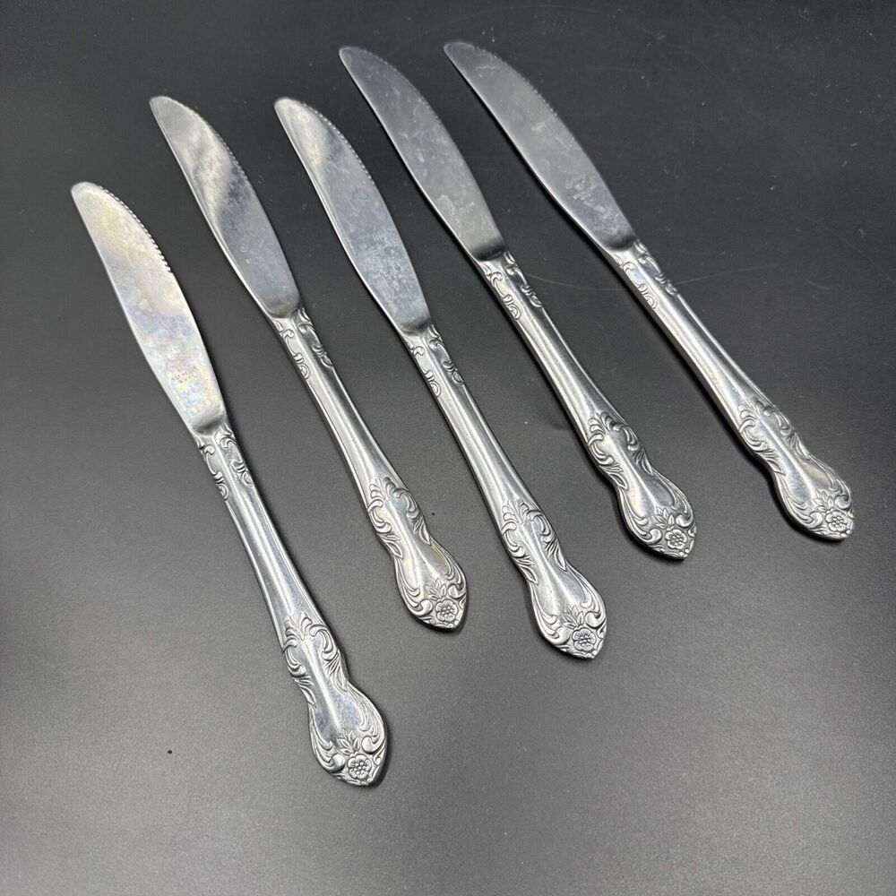 Easterling Valhalla Dinner Butter Knife Stainless Vintage Korea Set of 5 1950s